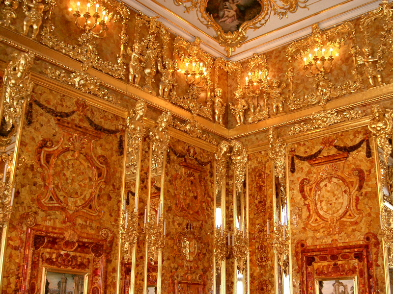Imagen actual de la réplica de la Cámara de ámbar. Foto: Wikimedia Commons